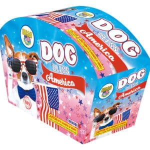 Dog Bless America fireworks box.