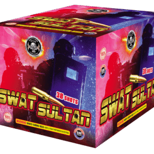 SWAT Sultan fireworks packaging, 38 shots.