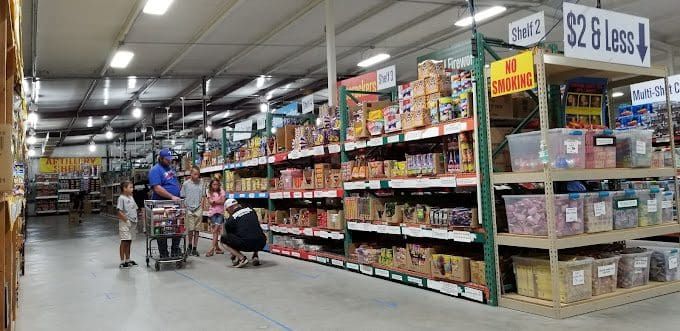 Fireworks store with families shopping.
