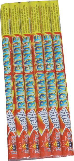 Six Roman Candles firework package.