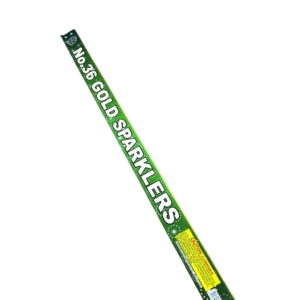 Pack of gold sparklers on black background.