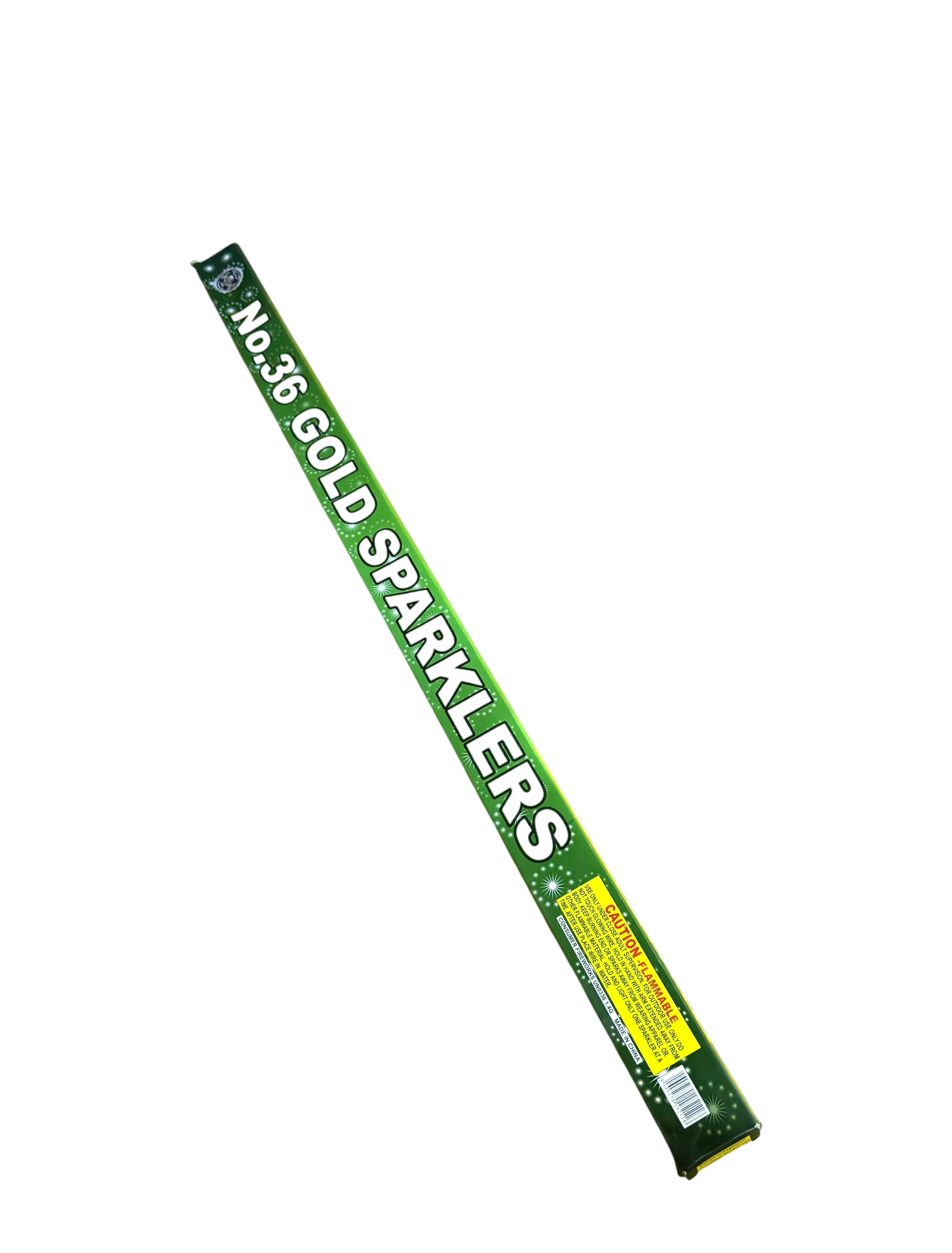 Pack of gold sparklers on black background.