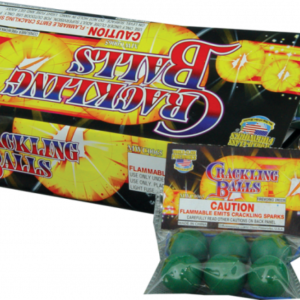 Crackling balls firework box and bag.