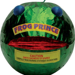 Frog Prince firework, emits sparks.