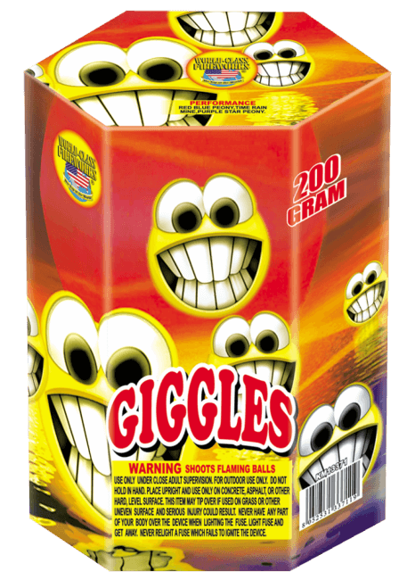 Giggles 200 gram firework with smiley faces.