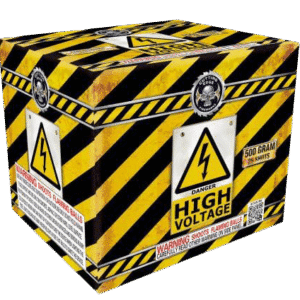 High voltage warning on striped box.
