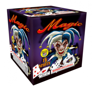 Magic fireworks, 16 shots, flaming balls.