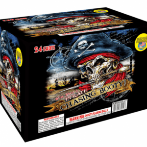 Pirate skull firework box, 24 shots.