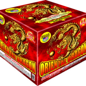 Here's an alt tag for the image: Oriental Dragon fireworks box.