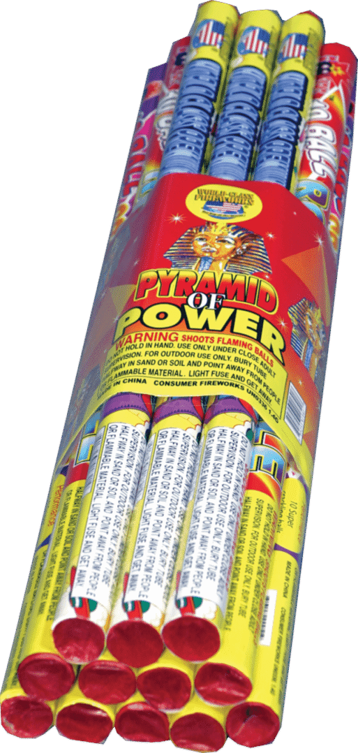 Pyramid of Power firework tubes.