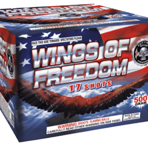Fireworks box labeled "Wings of Freedom.