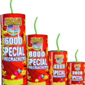 Assorted sizes of firecrackers.