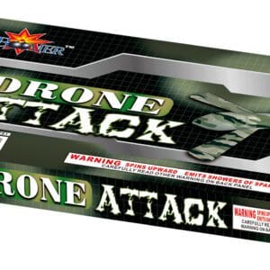 Fireworks box labeled "Drone Attack".