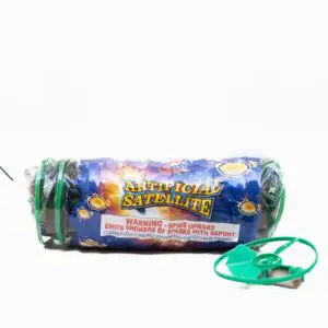 Artificial Satellite firework with green launcher.
