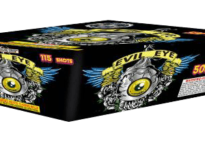 Fireworks box with "Evil Eye" design.