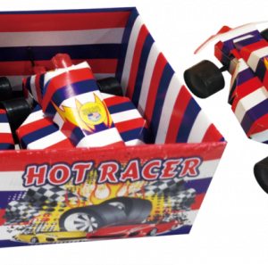 Here's an alt tag for the image: Box of Hot Racer fireworks.