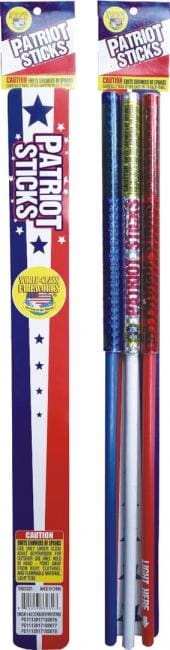 Patriot Sticks fireworks, red, white, blue.