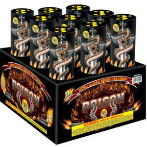 Fireworks labeled "Poison" with snake design.