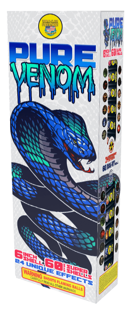 Pure Venom fireworks: 60 shells, 24 effects.