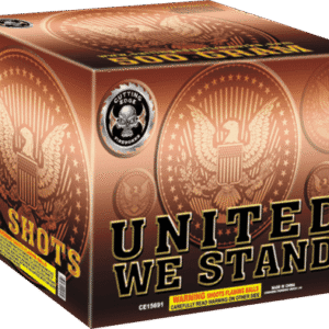 Fireworks box labeled 'United We Stand'