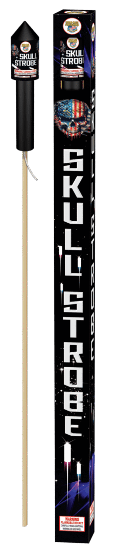 Skull Strobe firework rocket packaging.