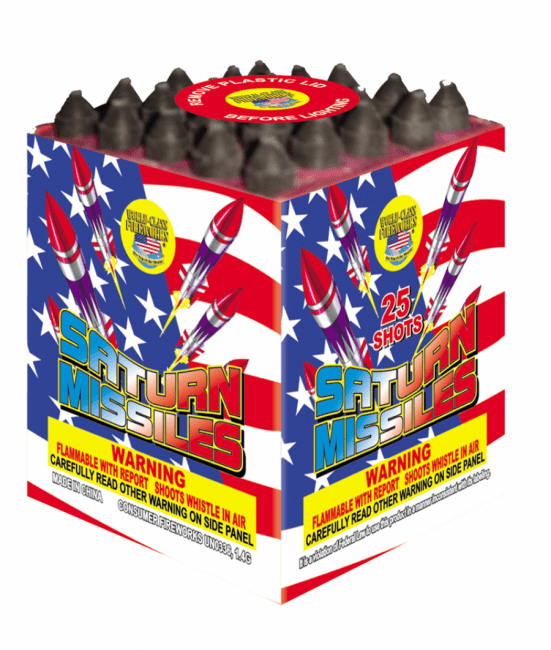 Fireworks box with Saturn Missiles design.