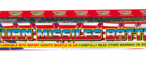 Saturn Missiles Battery fireworks packaging.