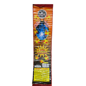 Firecracker packaging with colorful design and text.