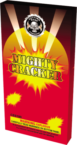 Firecracker packaging with explosive warning label.