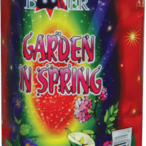 Colorful fireworks packaging labeled "Garden in Spring".