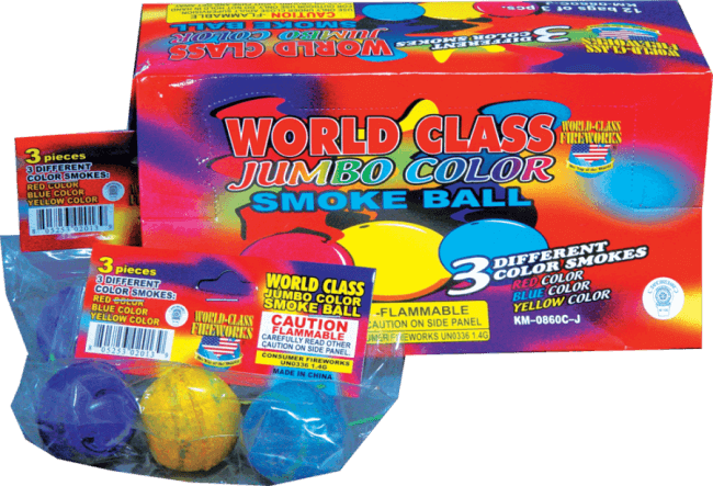 World Class Jumbo Color Smoke Balls packaging.