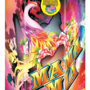 Colorful fireworks packaging with "Mama Mia" text.