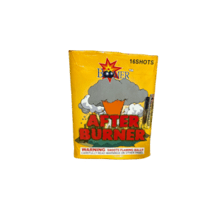 Fireworks package labeled "After Burner" on black.