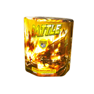 Firework labeled "Battle" against black background.