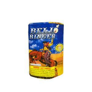 Bell Ringer fireworks packaging with cowboy illustration.