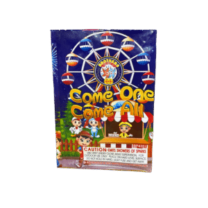 Carnival-themed fireworks packaging with Ferris wheel.