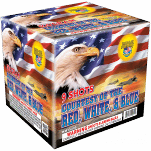 Fireworks box with eagle and American flag.