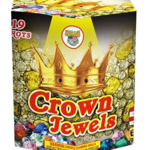 Fireworks box labeled "Crown Jewels" with crown.