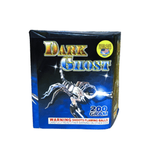 Firework packaging labeled "Dark Ghost" 200 gram.