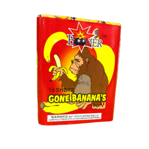 Fireworks packaging with monkey and banana illustration.