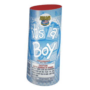 Blue "It's a Boy" fireworks cone.