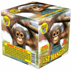 Box with monkey and "Just Hanging" text.