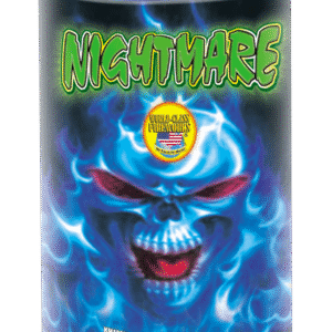 Firework labeled 'Nightmare' with eerie face.