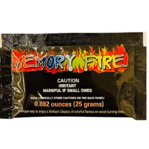Memory Fire flame colorant packaging front view.