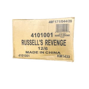 Cardboard box labeled "Russell's Revenge" from China.