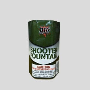 Firework labeled "Shooter Fountain" with caution text.