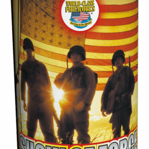 Firework package with soldiers and American flag.