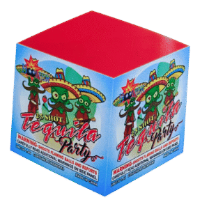 Tequila Party fireworks box with colorful design.