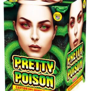 Pretty Poison fireworks box with woman's face.
