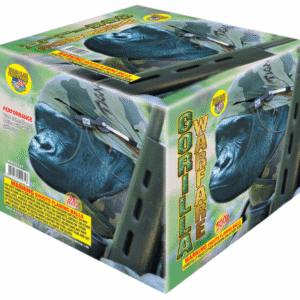 Gorilla-themed fireworks box with camouflage design.